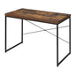 Weathered Oak and Black Writing Desk with Metal Sled Base