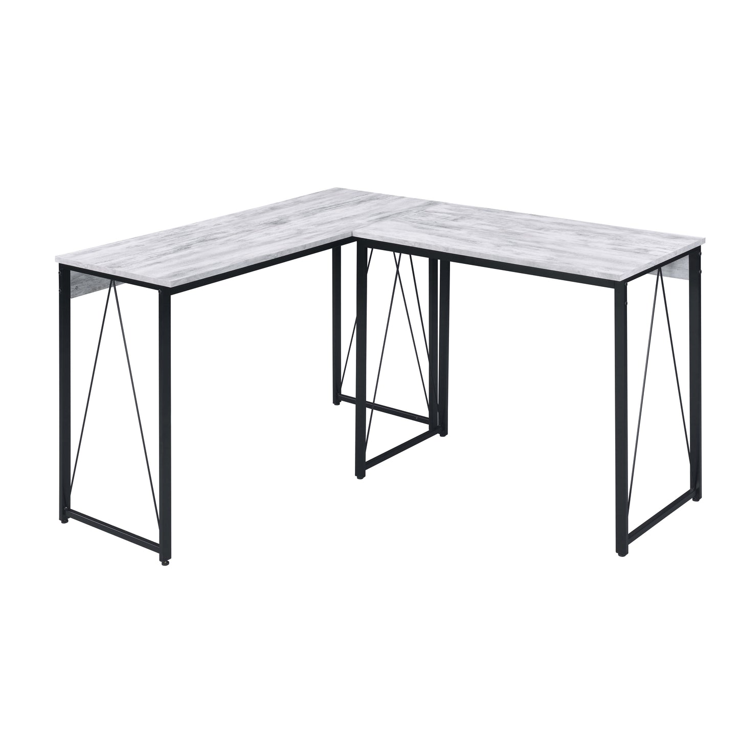 Black Grey Wood Metal Writing Desk - Industrial Office Desk