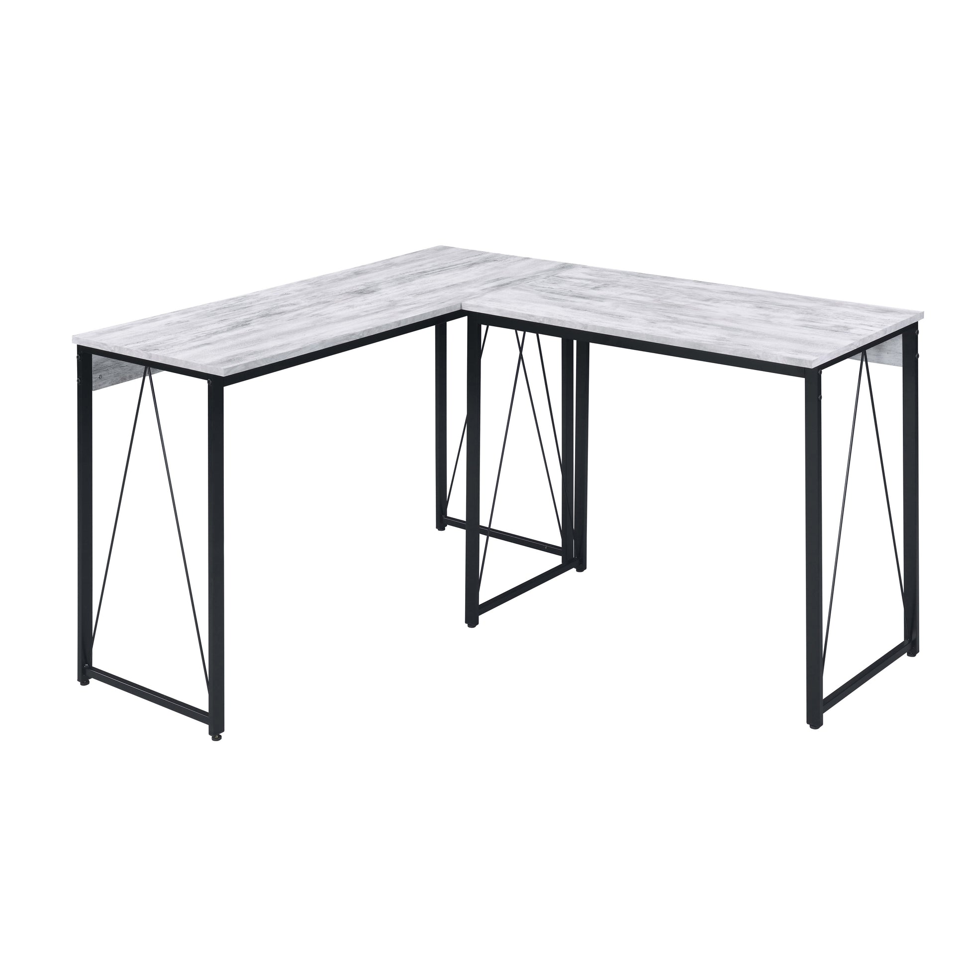 Black Grey Wood Metal Writing Desk - Industrial Office Desk