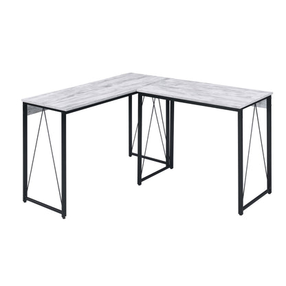 Black Grey Wood Metal Writing Desk - Industrial Office Desk