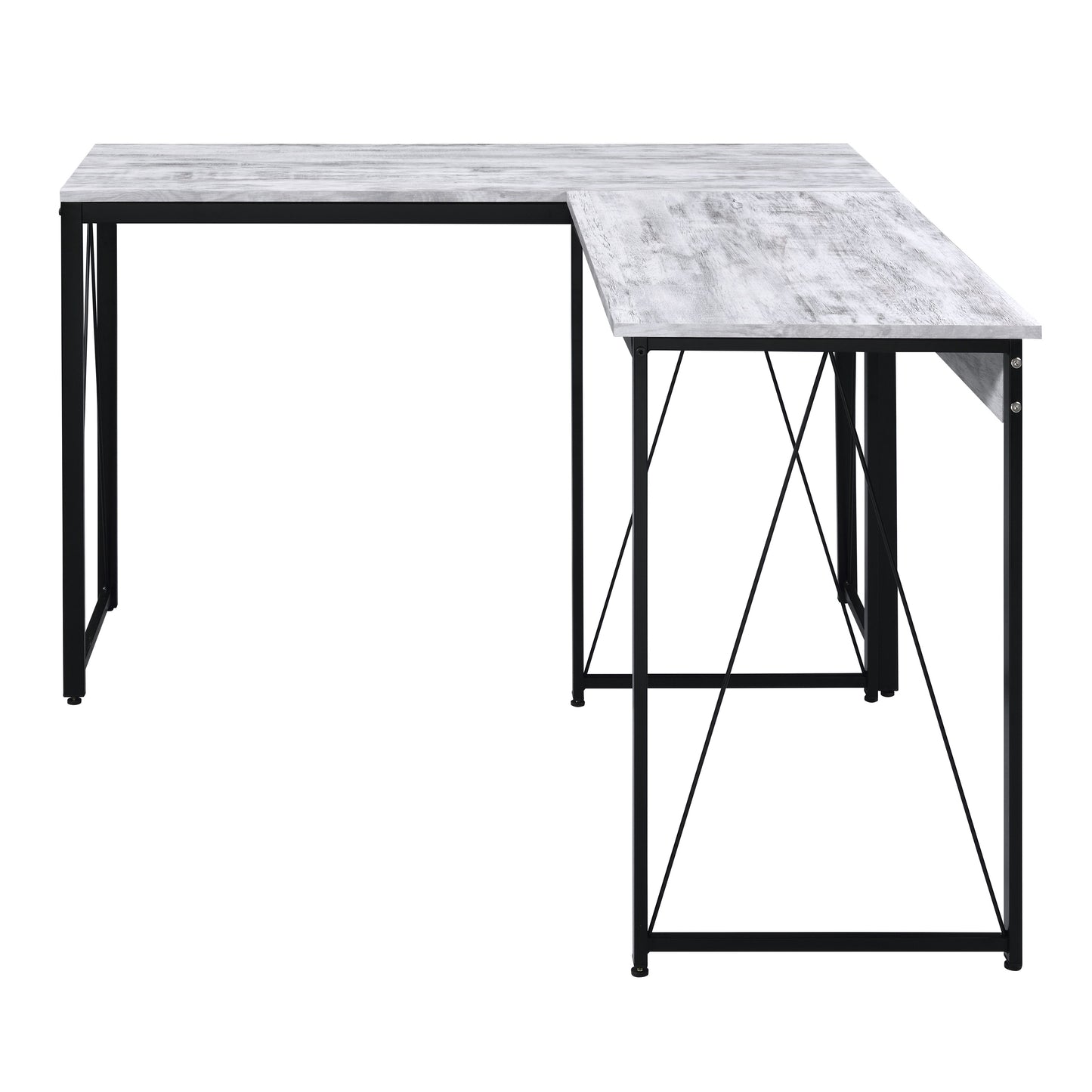Black Grey Wood Metal Writing Desk - Industrial Office Desk