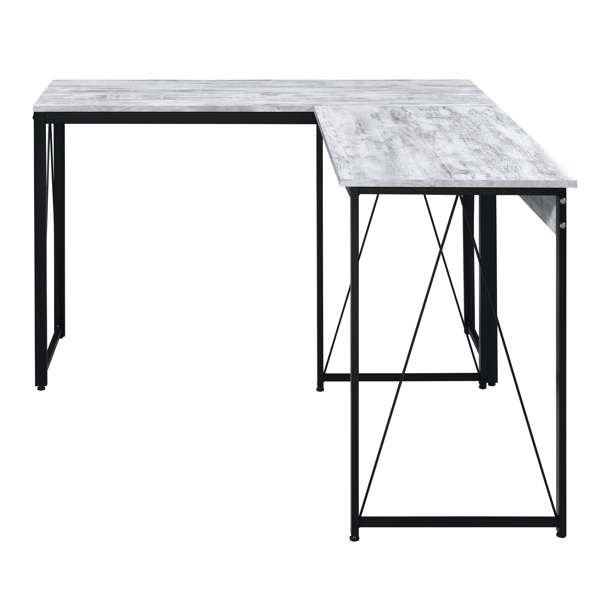 Black Grey Wood Metal Writing Desk - Industrial Office Desk