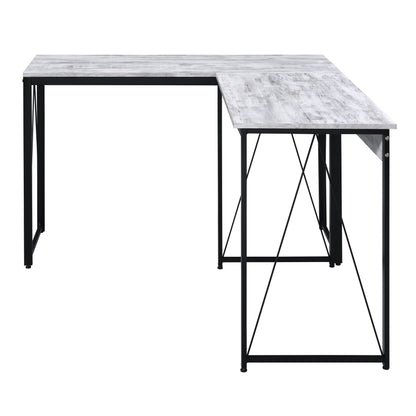 Black Grey Wood Metal Writing Desk - Industrial Office Desk