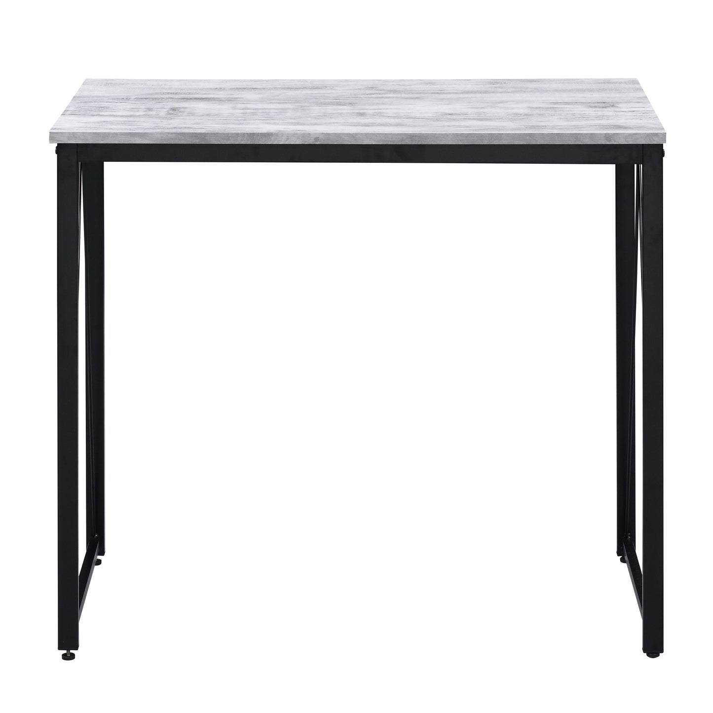 Black Grey Wood Metal Writing Desk - Industrial Office Desk