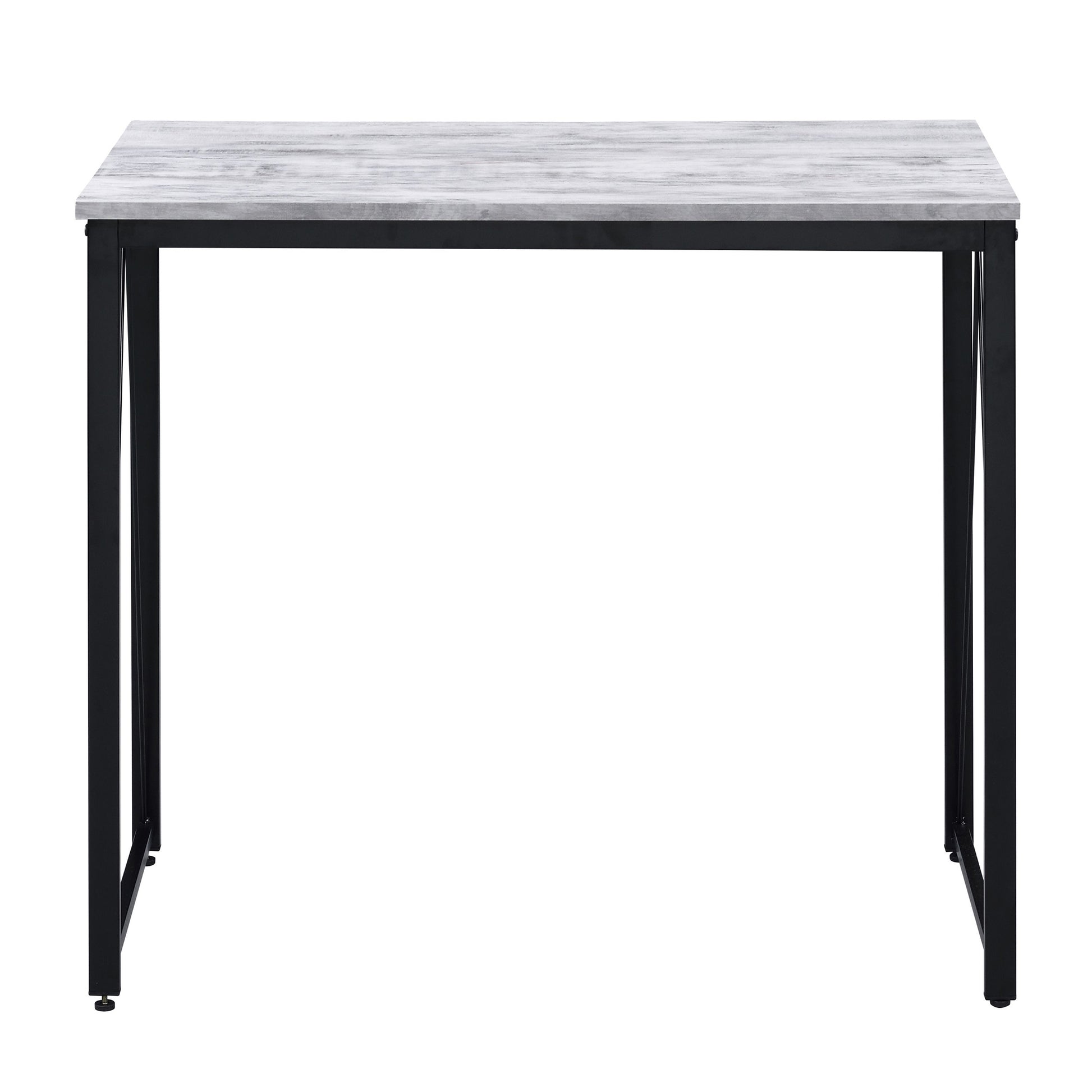Black Grey Wood Metal Writing Desk - Industrial Office Desk