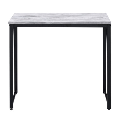 Black Grey Wood Metal Writing Desk - Industrial Office Desk