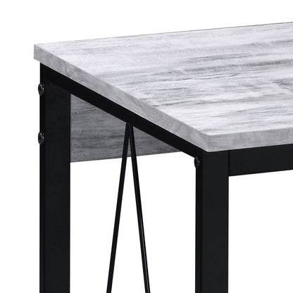 Black Grey Wood Metal Writing Desk - Industrial Office Desk