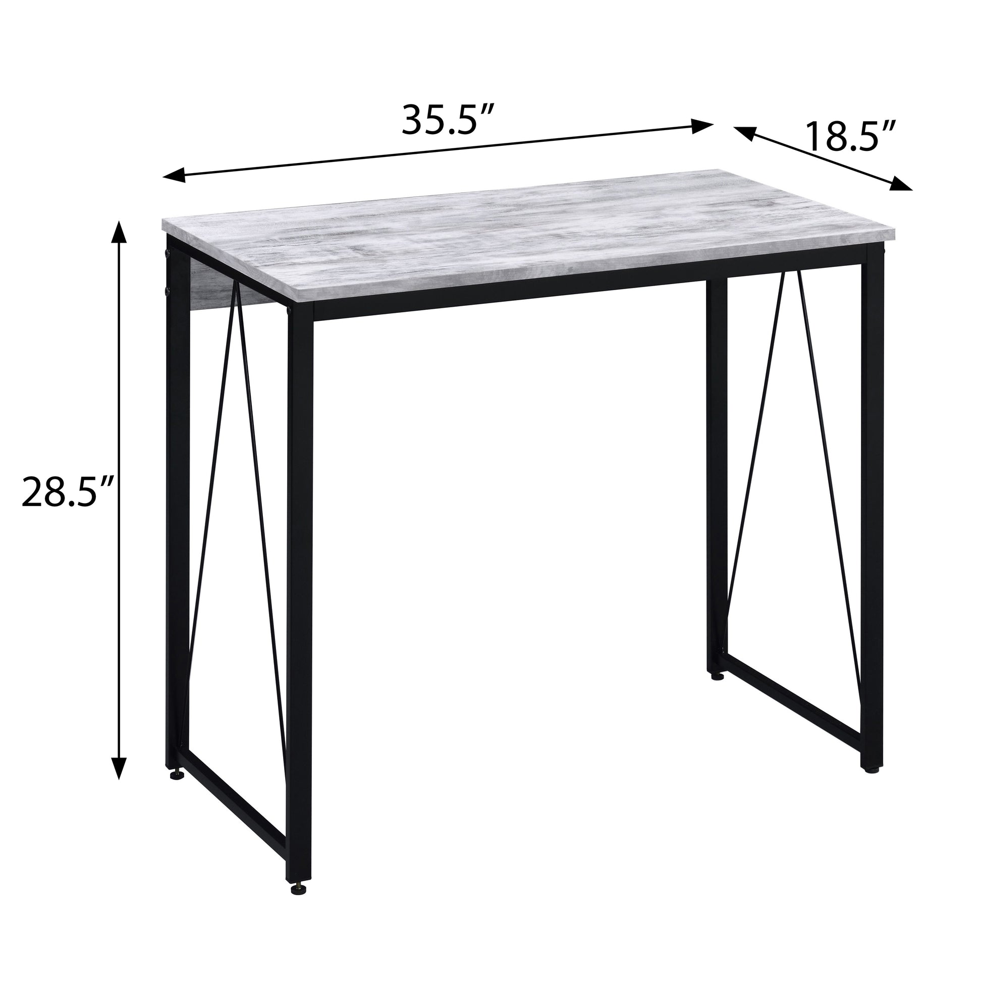Black Grey Wood Metal Writing Desk - Industrial Office Desk