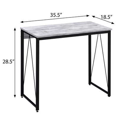 Black Grey Wood Metal Writing Desk - Industrial Office Desk