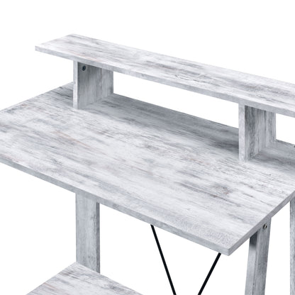 Modern Black Grey Wood Metal Desk with Storage Shelves for Office