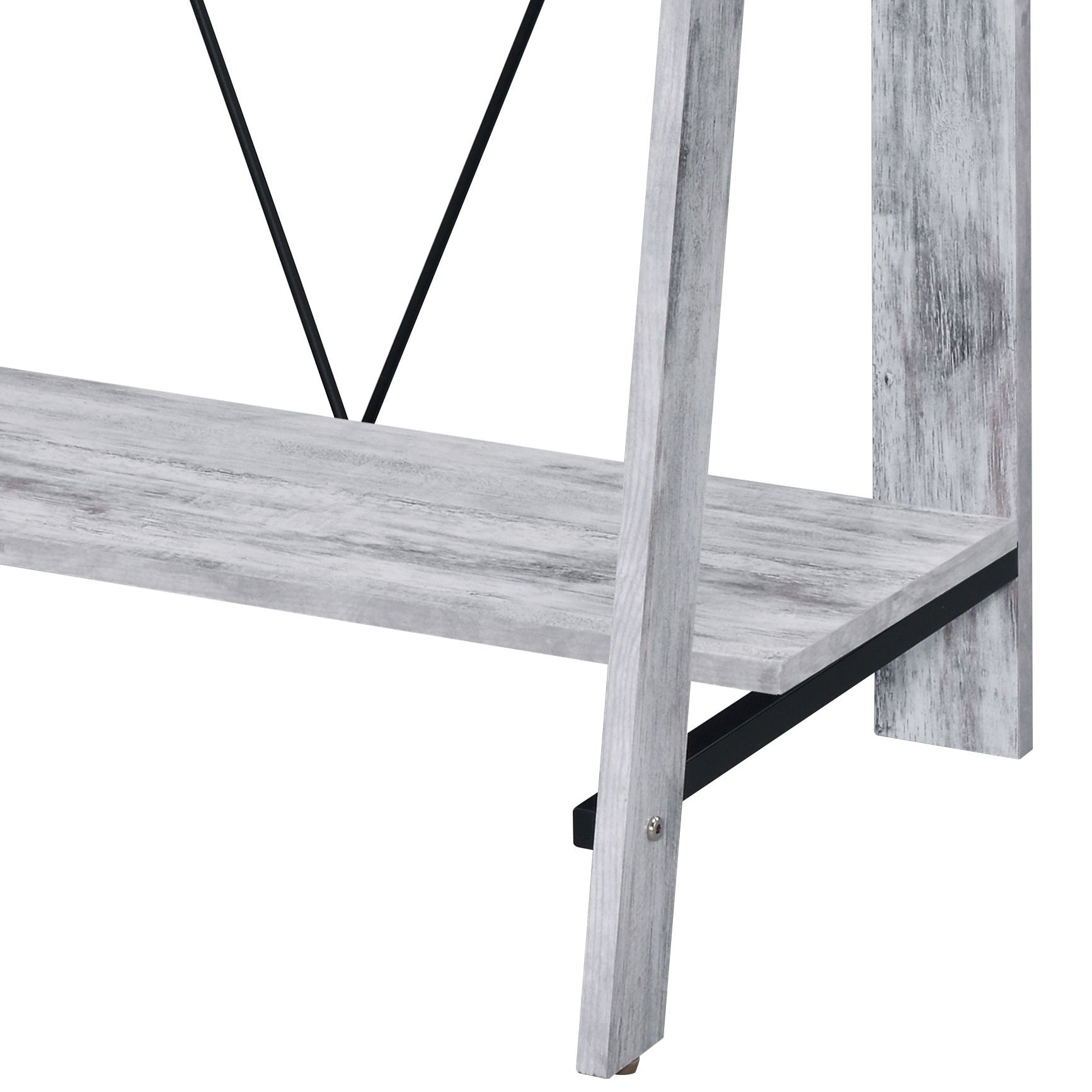 Modern Black Grey Wood Metal Desk with Storage Shelves for Office