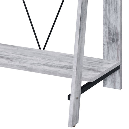 Modern Black Grey Wood Metal Desk with Storage Shelves for Office