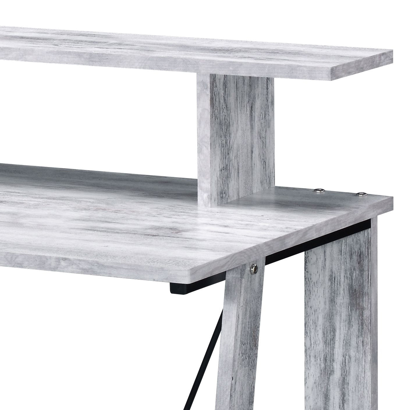Modern Black Grey Wood Metal Desk with Storage Shelves for Office