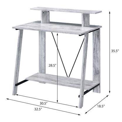 Modern Black Grey Wood Metal Desk with Storage Shelves for Office