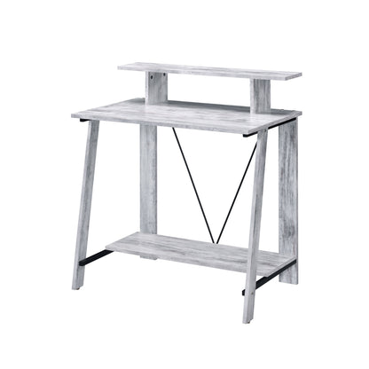 Antique White and Black Writing Desk with Upper Shelf