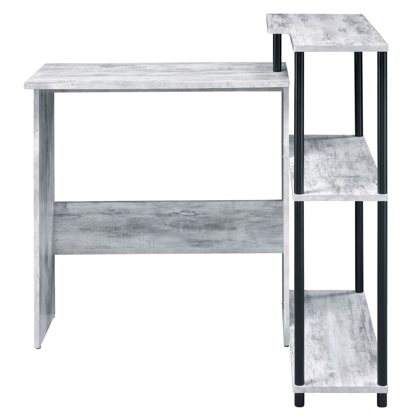 Black Grey Writing Desk with Shelves - Office Desk