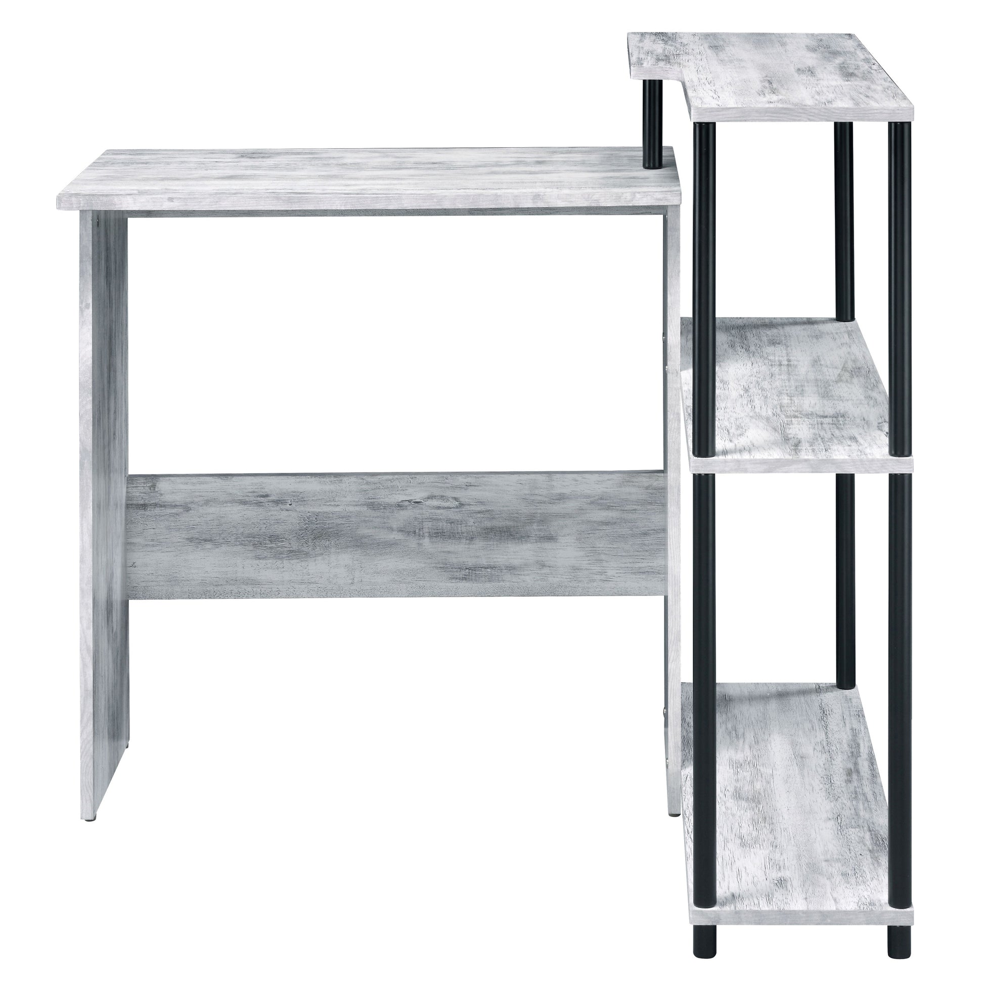 Black Grey Writing Desk with Shelves - Office Desk