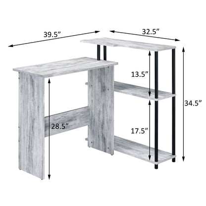 Black Grey Writing Desk with Shelves - Office Desk