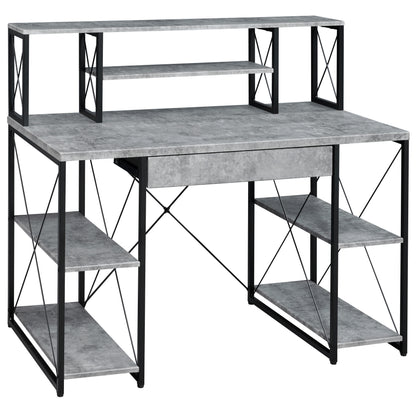 Black Grey Office Desk with Shelves - Recording Studio Desk