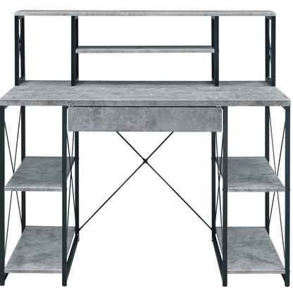 Black Grey Office Desk with Shelves - Recording Studio Desk