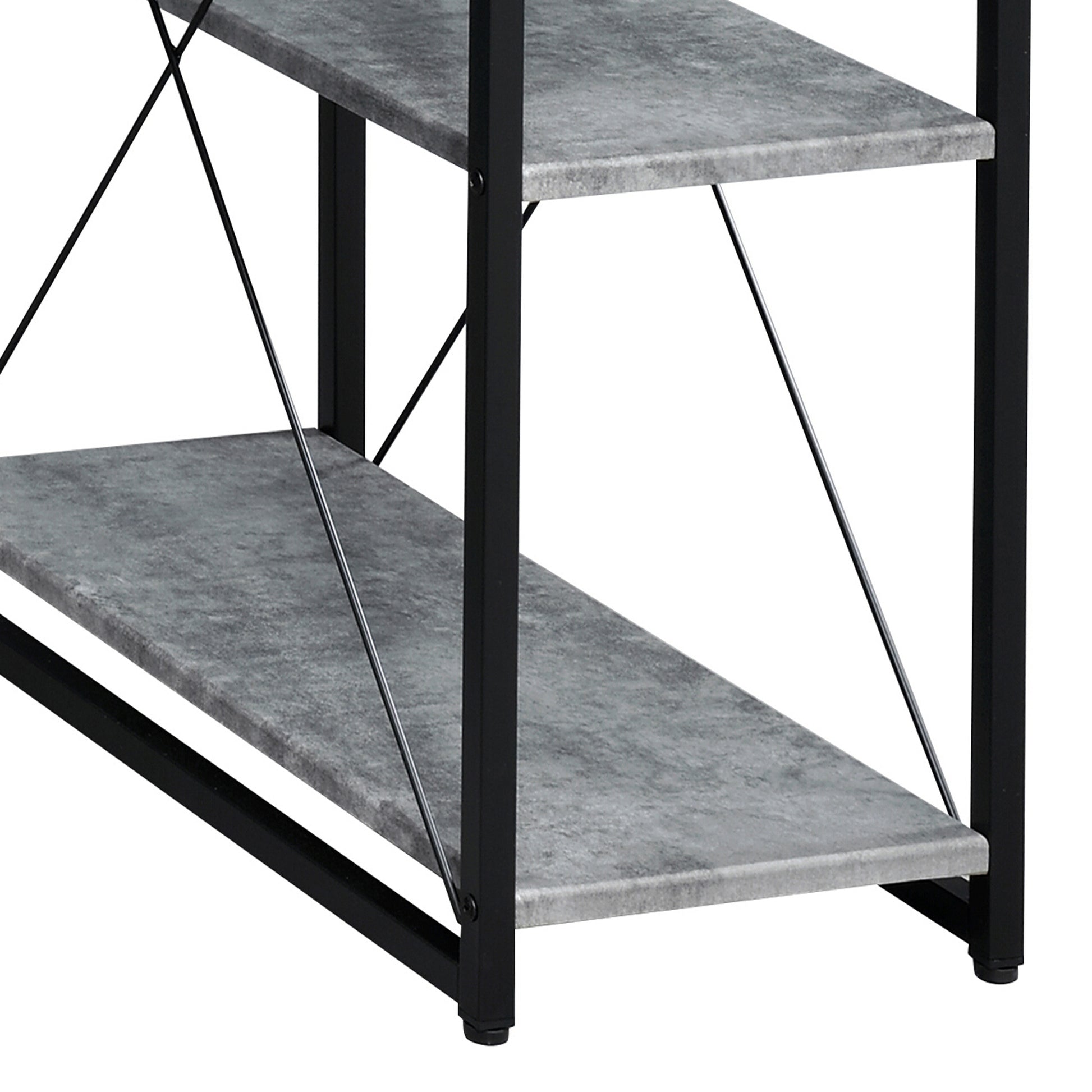 Black Grey Office Desk with Shelves - Recording Studio Desk