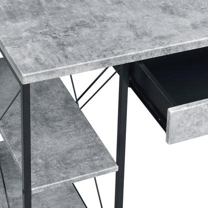 Black Grey Office Desk with Shelves - Recording Studio Desk