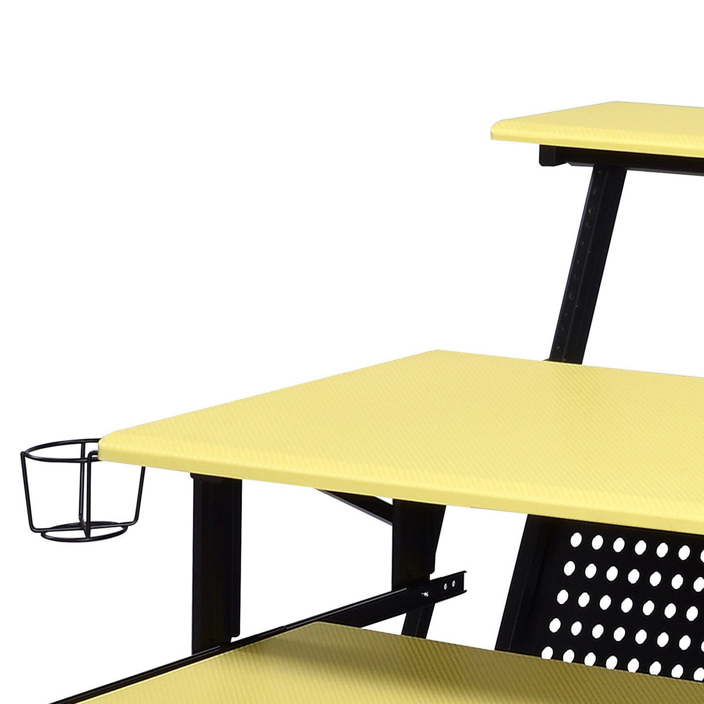 Yellow Black Writing Desk with Shelves & Keyboard Tray