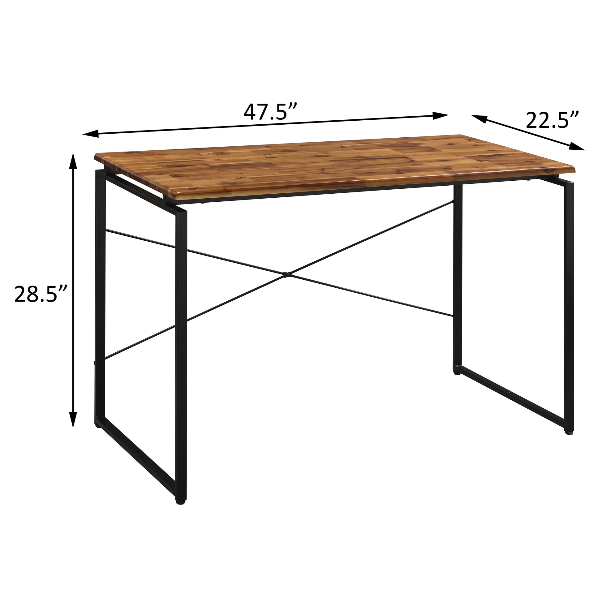 Black Brown Industrial Writing Desk Rectangular Office Desk