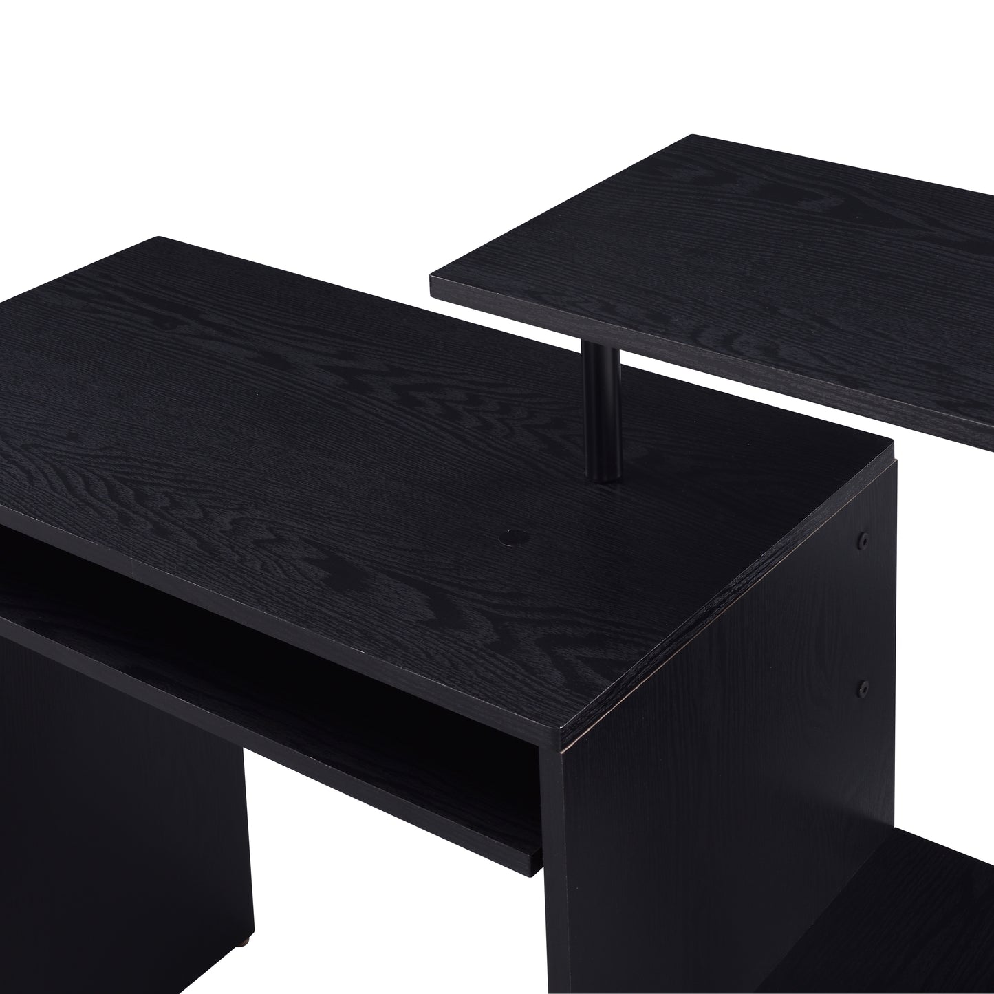 Black Computer Desk with Keyboard Tray - 37.5" Rectangular