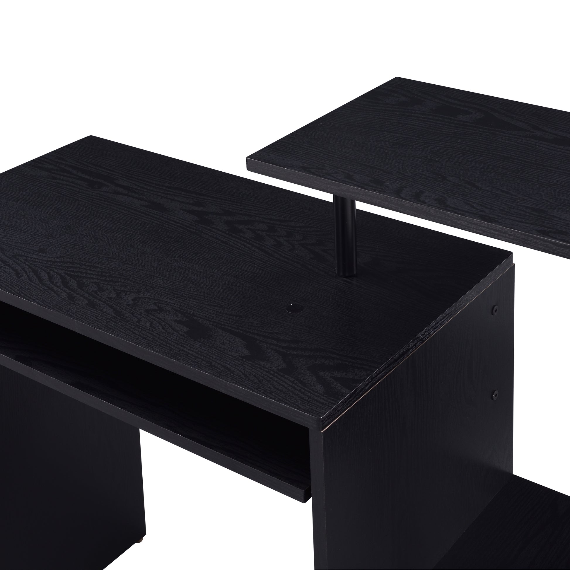 Black Computer Desk with Keyboard Tray - 37.5" Rectangular