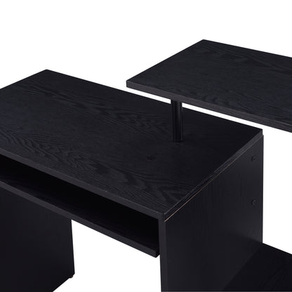 Black Computer Desk with Keyboard Tray - 37.5" Rectangular