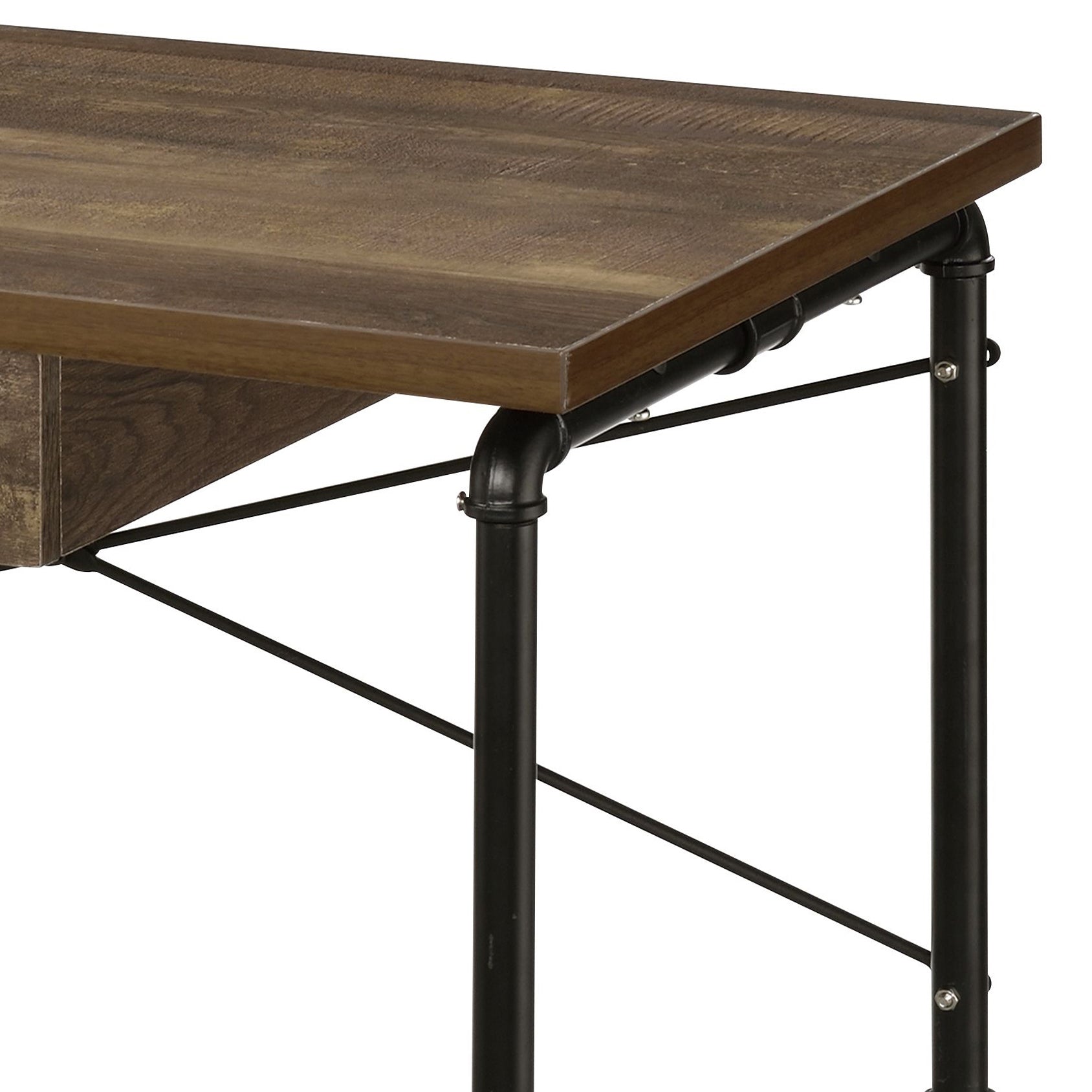 Industrial Wood Metal Writing Desk with Keyboard Tray for Office