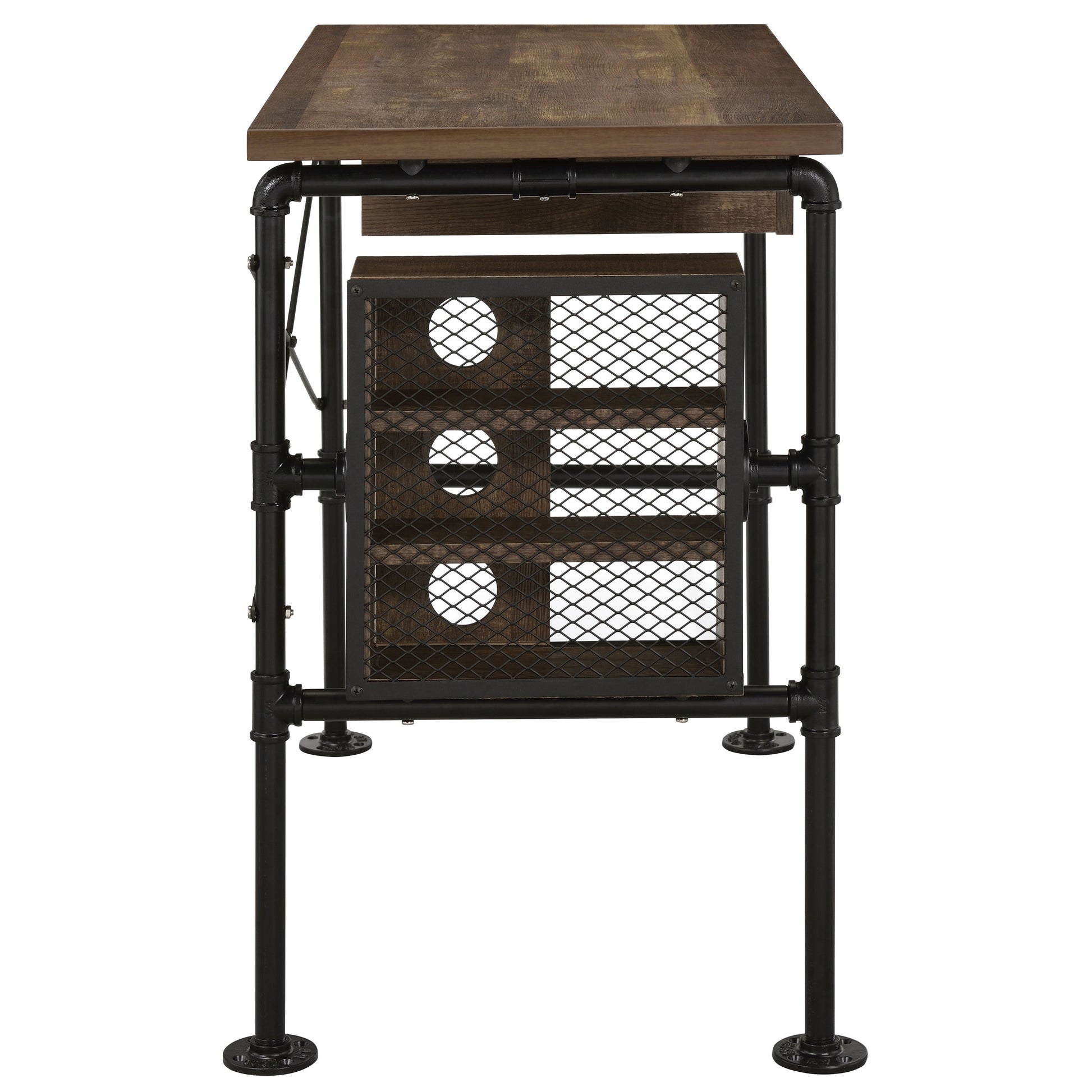Industrial Wood Metal Writing Desk with Keyboard Tray for Office
