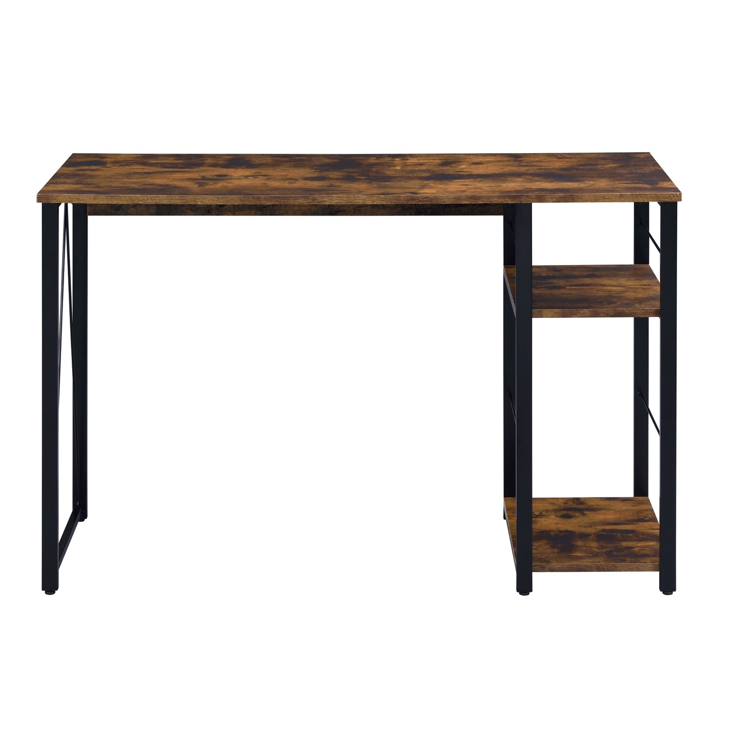 Black Brown Writing Desk with Shelves - Office Desk