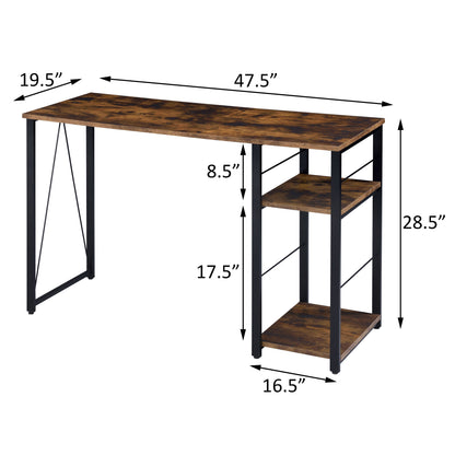 Black Brown Writing Desk with Shelves - Office Desk