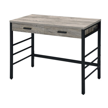 Black Brown Oak Desk with Storage Drawers