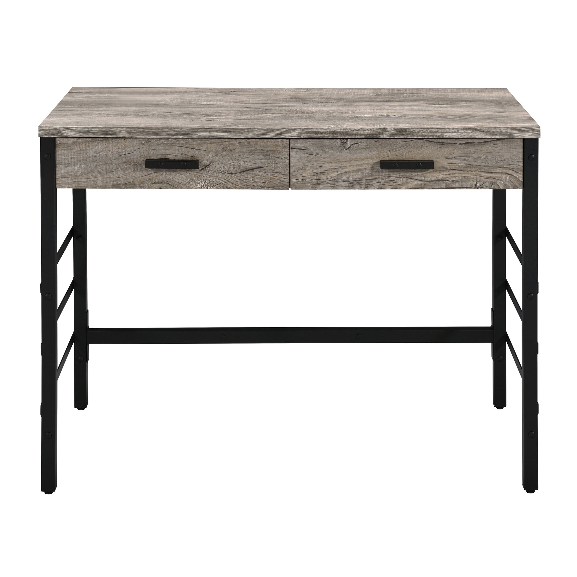 Black Brown Oak Desk with Storage Drawers