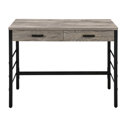 Black Brown Oak Desk with Storage Drawers