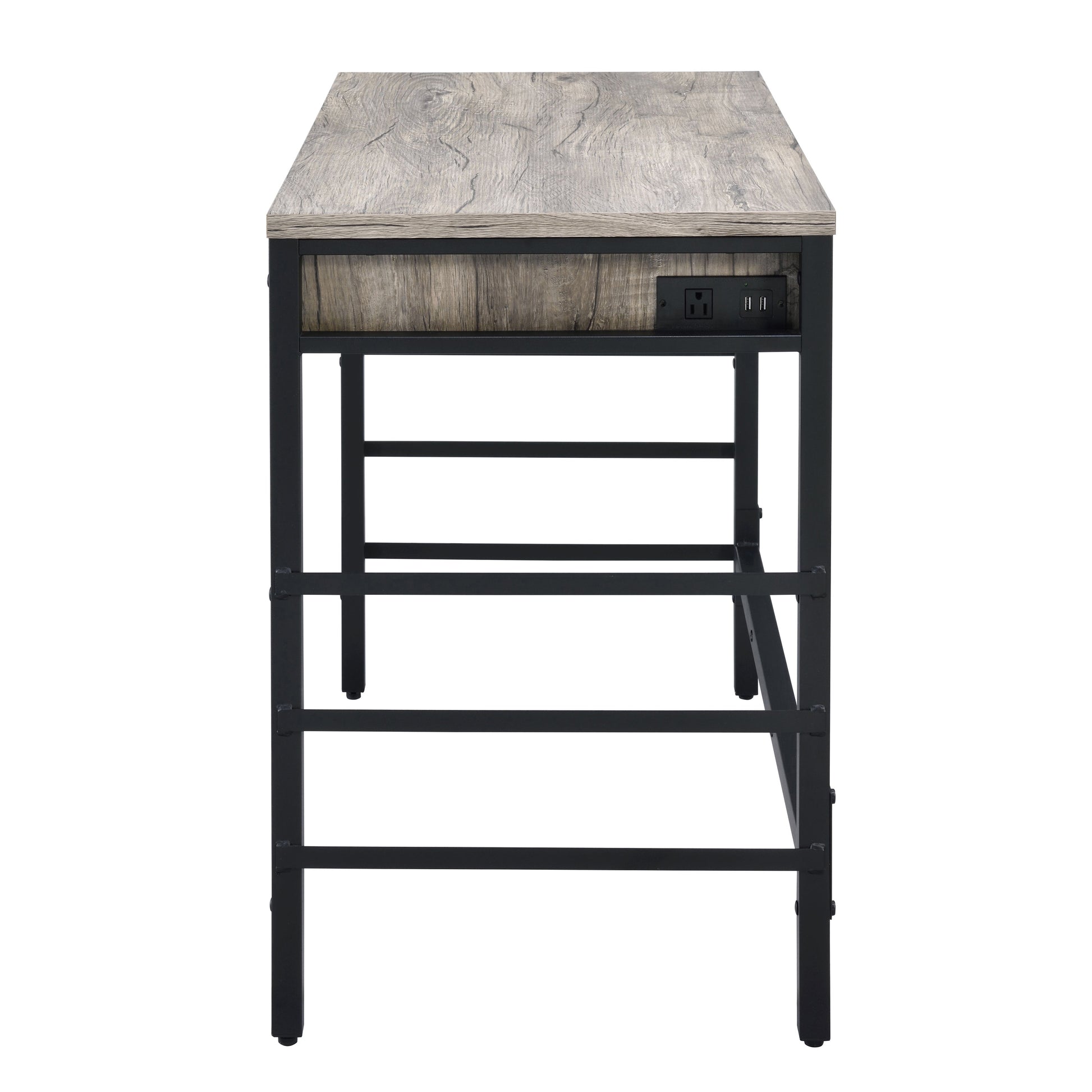 Black Brown Oak Desk with Storage Drawers