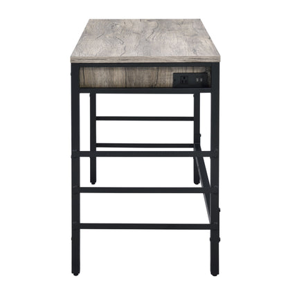 Black Brown Oak Desk with Storage Drawers