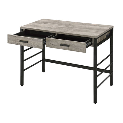 Black Brown Oak Desk with Storage Drawers