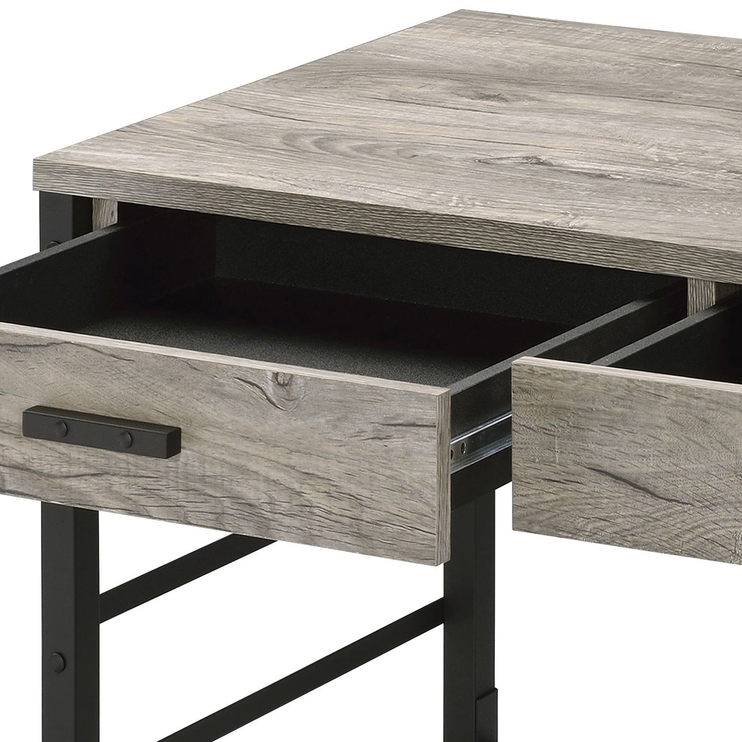 Black Brown Oak Desk with Storage Drawers
