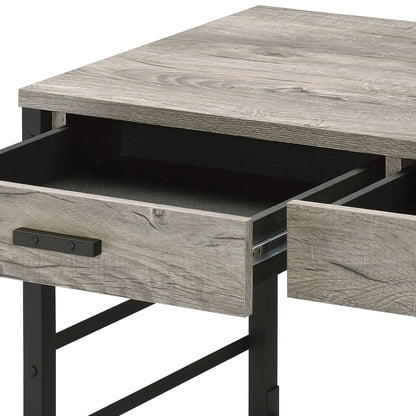 Black Brown Oak Desk with Storage Drawers