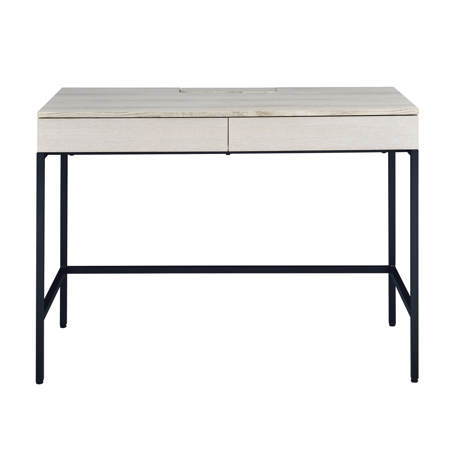 Natural Black Writing Desk with 2 Drawers - Office Storage