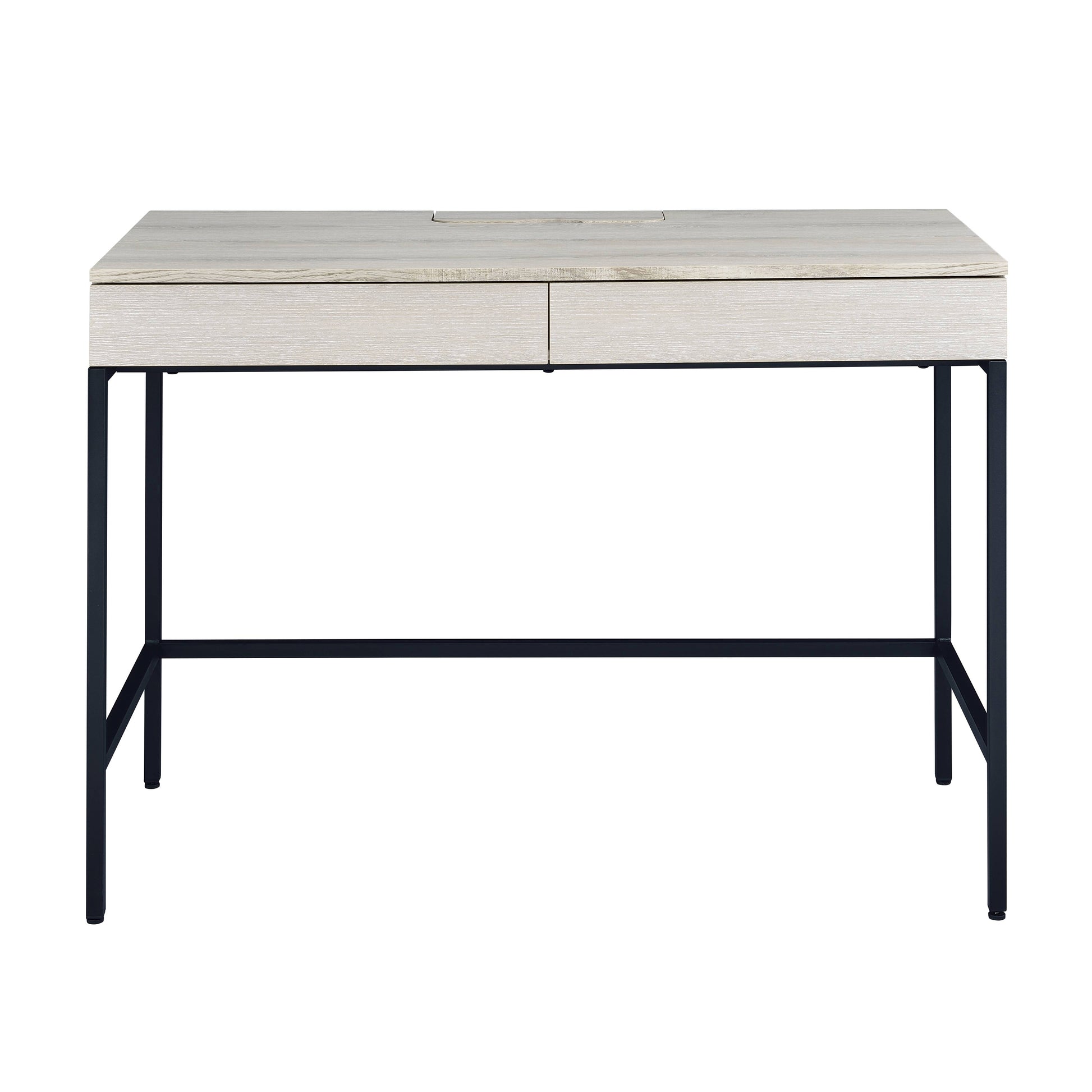 Natural Black Writing Desk with 2 Drawers - Office Storage