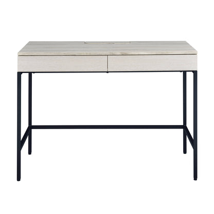 Natural Black Writing Desk with 2 Drawers - Office Storage
