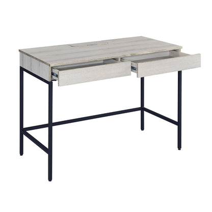 Natural Black Writing Desk with 2 Drawers - Office Storage