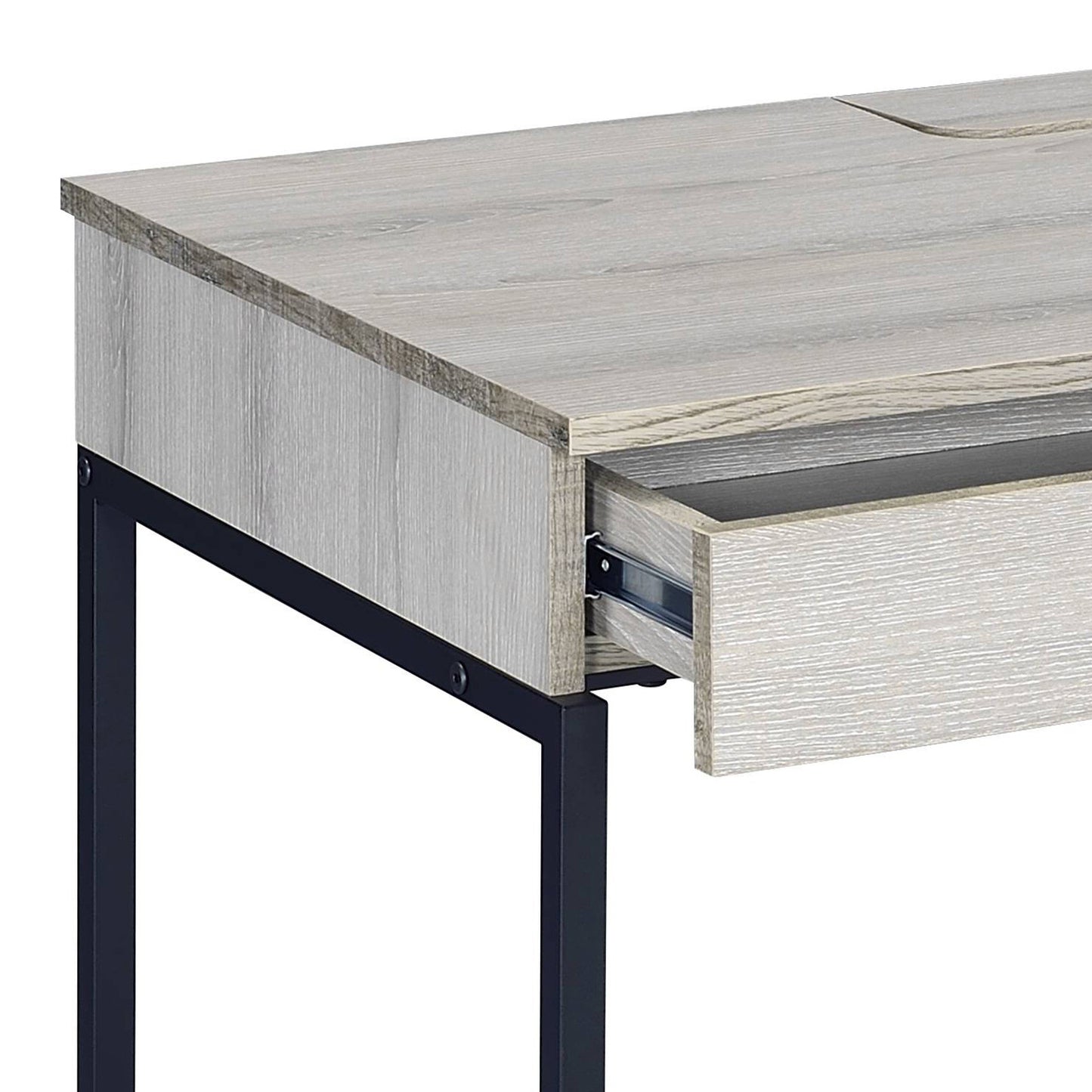 Natural Black Writing Desk with 2 Drawers - Office Storage