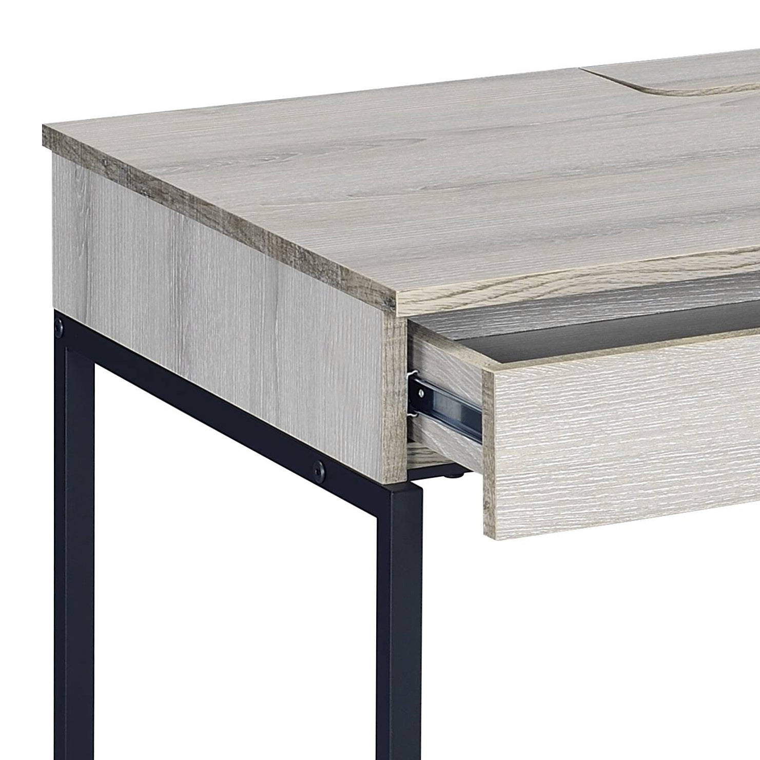 Natural Black Writing Desk with 2 Drawers - Office Storage