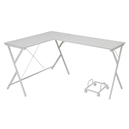 White L-Shaped Computer Desk - Corner Office Storage